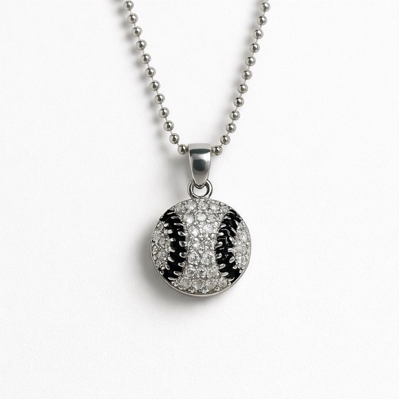 Anthropologie Jewelry - ⚜️ Black and Silver Baseball Pendant Necklace
